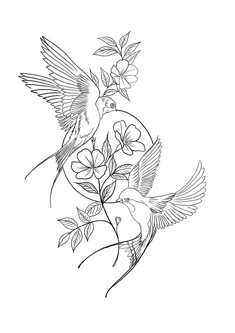 Bird And Bee Tattoo, Mocking Bird Tattoo, Starling Tattoo, Bird Tattoo With Flowers, Flower Tattoo Ideas, Theme Tattoo, Tattoo Stencil Outline, Tattoo Portfolio, Dainty Tattoos