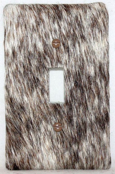 Cowhide switch plate Cowhide Diy, Cowhide Decor, Cowgirl Decor, Cowhide Furniture, Western Bedroom Decor, Western Bedroom, Western Furniture, Funky Home Decor, Western Homes