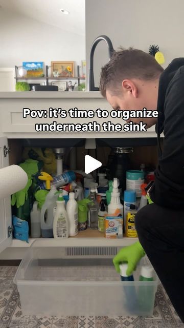 Brandon Pleshek on Instagram: "I’m not the best at organizing, but I love the results, and I think this turned out really well! It’s so satisfying to see everything come together, and I’m excited about how it all looks now! (Organization products I used: Bukfen Under Sink Organizer / Cooyes Shelf Liner / Jiaan Plastic Storage Tray Tote. All on Amazon) #cleaning #organization #satisfying" Kitchen Organization Under The Sink, Cleaning Product Organization Under Sink, Under Kitchen Sink Organization With Garbage Disposal, Undersink Organizing Kitchen Ideas, Organize Under Sink, Cheap Organizing Ideas, Freezer Organization Ideas, Under The Sink Organization Kitchen, Organize Under Kitchen Sink