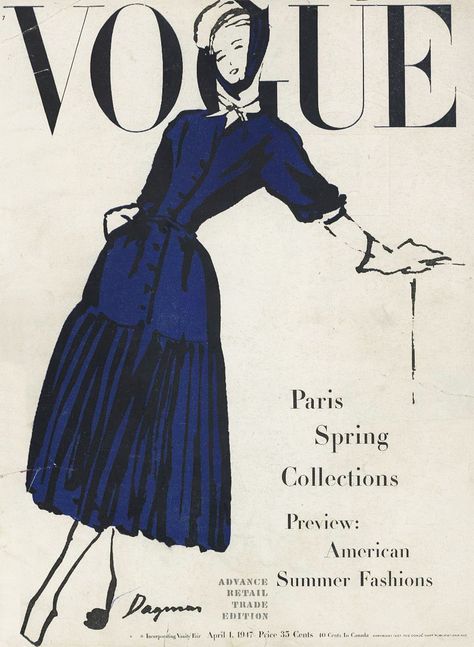 From the Archives: Dior's New Look in Vogue Dior New Look, Vogue Vintage, Vogue Magazine Covers, Blue Art Prints, Blue Poster, Vogue Covers, A4 Poster, Photo Wall Collage, Old Fashion