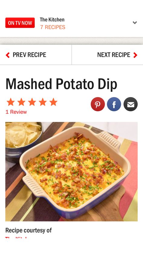 Mashed Potato Dip, Mashed Potatoes Martini Bar, Maple Bacon Dip Pioneer Woman, Leftover Mashed Potato Appetizer, Tgi Fridays Mashed Potatoes, Jeff Mauro Mashed Potatoes Food Network, Food Network The Kitchen, Potato Dip, Dip Food