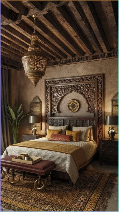 Arabian Bedroom Aesthetic, Arab Style Bedroom, Moorish Home Decor, Arabian Nights Bedroom Moroccan Style, Arabic Bedroom Design, Mexican Inspired Bedroom, Arabic Bedroom, Moroccan Bedroom Decor, India Inspired Bedroom