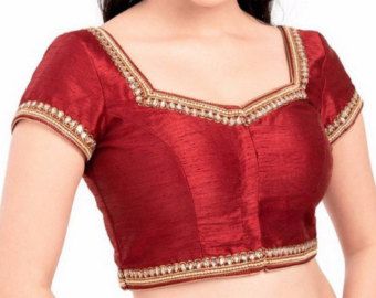 Designer Dupion Silk Saree Blouse Embroidered Long by pams987 Gold Saree Blouse, Dupion Silk Saree, Cotton Saree Blouse Designs, Blouse Indian, Indian Saree Blouse, Readymade Saree, Elegant Blouse Designs, Ready To Wear Saree, Silk Saree Blouse