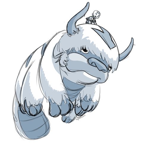 Blue Spirit Tattoo Avatar, Avatar Appa Drawing, Avatar Animals Pandora Drawing, Appa Drawing, Avatar The Last Airbender Simple Art, Appa Avatar Illustration, Aang And Appa, Appa Avatar, Avatar Tattoo