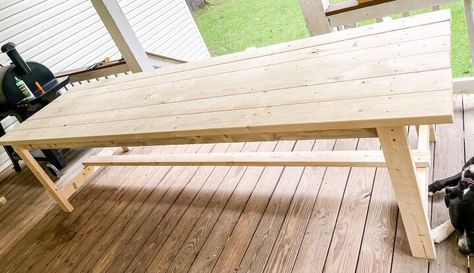 How To Build A 10 Foot Outdoor Table For Less Than $120 : Long Outdoor Table Diy, Long Wooden Outdoor Dining Table, Long Outdoor Dining Table, Long Outdoor Table, Cheap Diy Table, Simple Outdoor Table, Outdoor Table Diy, Picnic Table Diy, Outdoor Table And Bench