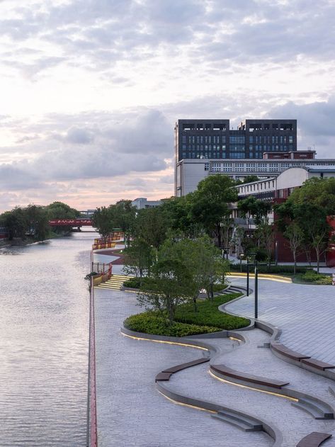 Riverfront Design, Riverside Landscape, Waterfront Architecture, Bar Street, Linear Park, Public Space Design, Community Centre, City Planning, Public Realm