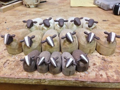 Wooden Sheep Craft, Clay Sheep Sculpture, Wooden Sheep, Ceramic Sheep Sculpture, Stone Sheep Sculpture, Plastic Bottle Crafts Diy, Raku Sheep, Landscaping With Boulders, Diy Furniture Decor