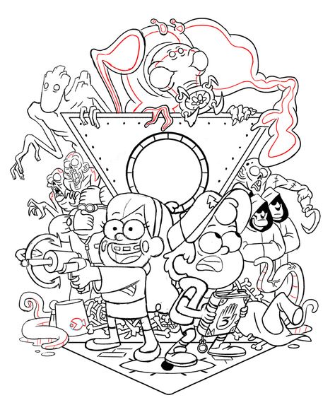 Gravi-Team Falls Gravity Falls Wiki, Fall Drawings, Desenhos Gravity Falls, Fall Tv, Dipper Pines, Gravity Falls Art, Free Adult Coloring Pages, Fall Coloring Pages, Desenho Tattoo