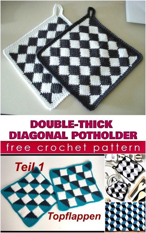 Square Potholder Crochet Pattern, Free Crochet Pot Holder Patterns, Crochet Potholders Easy, Double Thick Crochet Potholder Pattern, Crochet Pot Holders Free Pattern Easy Potholders, Crocheted Potholders Patterns Free, Crochet Pot Holders Free Pattern Easy, Crochet Hot Pads Free Pattern, Crochet Potholders Free Patterns