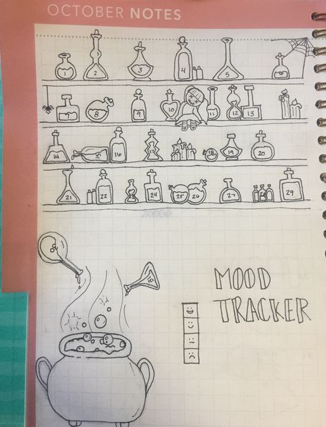 Mood Tracker Design Ideas, October Tracker Bullet Journal, Scarf Mood Tracker, October Mood Tracker Printable, October Bullet Journal Habit Tracker, October Bullet Journal Mood Tracker, Fall Mood Tracker, Halloween Mood Tracker, October Mood Tracker