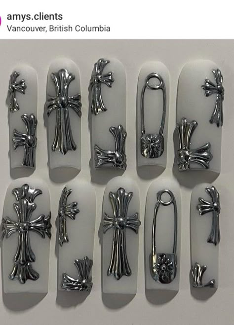 Nails Inspiration Cross, Nails Cross Design, Cross Nail Designs, Pinterest Painting, Makeup 2000s, Cross Nail Art, Tiktok Tutorial, Almond Acrylic Nails Designs, Tips Tiktok