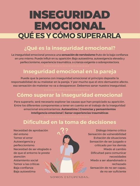 Inseguridad emocional Qué es y cómo superarla Self Improvement Tips, Counseling, Clean House, Self Improvement, Self Care, Self Love, Psychology, Coaching, Mindfulness