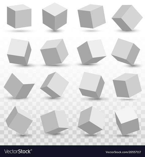 Cube Rotation Drawing, 3d Cube Art, Cube Design Art, Cube Reference, 3d Cube Drawing, Cube Draw, 3d Cube Design, Perspective Illustration, Cube Model