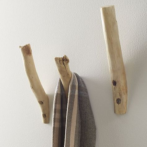 Natural Driftwood Wall Hook in Closet | Crate and Barrel Tiny Nursery, Modern Coat Rack, Driftwood Wall, Foyer Entryway, Wood Branch, Coat Rack Wall, Best Gift Ideas, Coat Racks, Beach Crafts