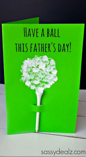 Fingerprint Golf Ball Father's Day Card #Golfer gift #Kidscraft Golf Birthday Gifts, Crafty Morning, Diy Father's Day Gifts, Golf Tee, Father's Day Diy, Cadeau Diy, Dad Day, Fathers Day Crafts, Kids' Crafts