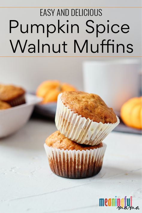 These easy and delicious pumpkin spice walnut muffins are just the thing for breakfast or brunch during the fall season. If you love everything pumpkin spice, this is the perfect fall baking recipe for you. #fallbaking #pumpkinspice #pumpkinmuffins Muffin Pumpkin, Spiced Walnuts, Walnut Muffins, Fall Baking Recipes, Spice Muffins, Pumpkin Spice Muffins, Pumpkin Scones, Muffin Mix, Pumpkin Muffins