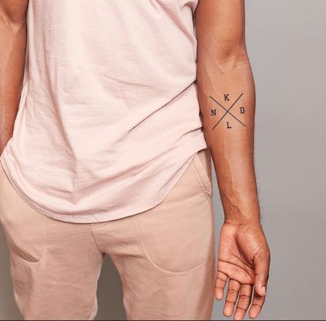 Discover Top Men's Minimalist Tattoos 2024 – Symbols with Deep Meanings Family Initial Tattoo Ideas, Powerful Tattoo, Simple Symbols, Tattoo Font For Men, Simple Forearm Tattoos, Brother Tattoos, Simple Tattoos For Guys, Forearm Band Tattoos, Date Tattoos