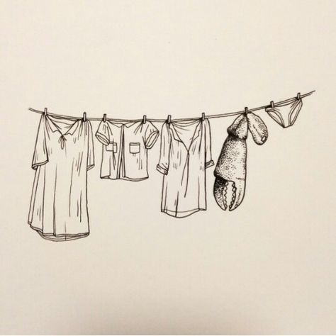 Laundry Tattoo, Shopping Bag Tattoo, Clothes Line Tattoo, Clothes Hanger Tattoo, Hanger Tattoo, Stick Poke Tattoo, Laundry Art, Tattoo Shading, Line Sketch