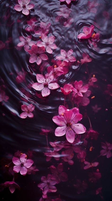 Purple, Water, Flowers, Pink