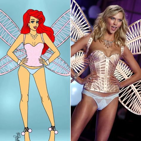 Disney Princesses as Victoria's Secret Models Princess Lingerie, Victoria's Secret Models, Victoria's Secret Lingerie, Victoria Secret Models, Joan Smalls, Princess Ariel, Karlie Kloss, Victoria Secret Lingerie, Victorias Secret Models