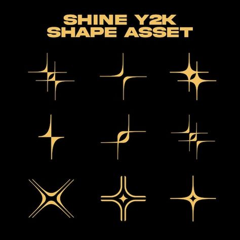 Shine Logo Design, Logo Design Star, Star Graphic Design, Brutal Design, Shine Text, Shine Logo, Pattern Y2k, Star Vector, Y2k Pattern