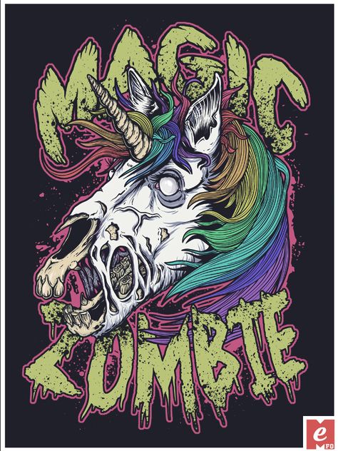 Unicorn Magic Zombie shirt by MeFO design cool buy online. Evil Unicorn, Zombie Unicorn, Unicorn Skull, Dragon Tattoo Drawing, Tattoos Celebrities, Animals Tattoos, Arte Zombie, Design Humor, Zombie Shirt