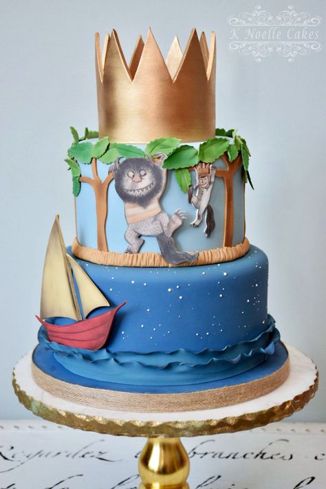 Where the Wild Things Are cake by K Noelle Cakes First Birthday Theme Boy, Wild Things Party, Baby First Birthday Themes, Wild Birthday Party, 1st Birthday Pictures, Wild One Birthday Party, First Birthday Themes, Rainbow Baby Shower, Baby Shower Cake