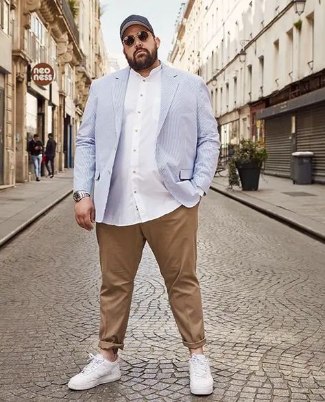 Embrace 2024's Top 20 Plus Size Men's Fashion: Bold Styles & Comfort-Fit Clothing Big Men Fashion Plus Size Mens Clothing Styles, Big Guy Outfits Mens Fashion, Big Man Style Outfits, Husky Mens Fashion Big Guys Style, Big Guy Fashion Casual, Fat Man Fashion, Big Men Outfits, Men Plus Size Outfits, Big Guys Fashion