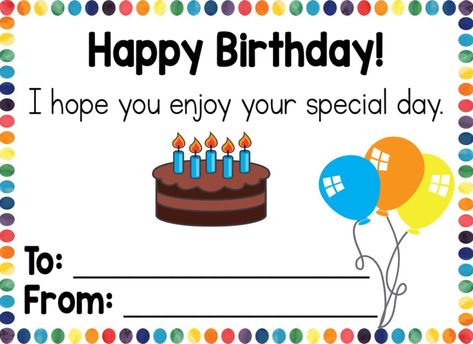 These birthday certificates are fun to send home for each of your students birthdays. You can add your own person message or just add your name and your student's name. These are simple and have a rainbow theme with different fonts options. Happy Birthday Card For Teacher From Students, Happy Birthday Certificate, Birthday Certificate, Birthday Note, Elementary Language Arts, Daycare Forms, Student Birthdays, Language Arts Elementary, Teacher Worksheets