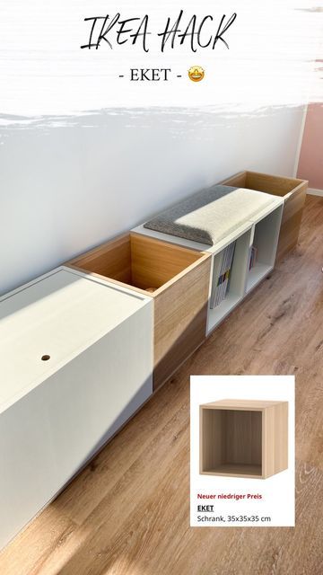 Eket Ikea, Ikea Eket, Wall Mounted Cabinet, January 9, Toddler Room, Ikea Hacks, Ikea Hack, Lake House, Bench