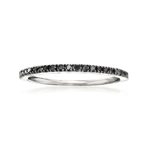 .15 ct. t.w. Black Diamond Ring in Sterling Silver. Size 5 Wedding Band With Black Diamonds, Dainty Band, Diamond Birthstone, Fine Jewelery, Black Diamond Ring, Black Diamonds, Diamond Rings Bands, Black Rhodium, Anniversary Bands