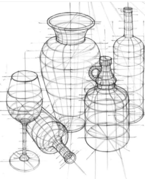 Pencil Still Life, Perspective Study, 심플한 그림, Structural Drawing, Perspective Drawing Lessons, Object Drawing, Industrial Design Sketch, Perspective Art, Basic Drawing