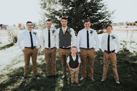 Casual Groomsmen Attire, Casual Groomsmen, Brown Suspenders, Tan Chinos, Wool Tie, Groomsmen Attire, Ring Bearer, Groom And Groomsmen, Suspenders