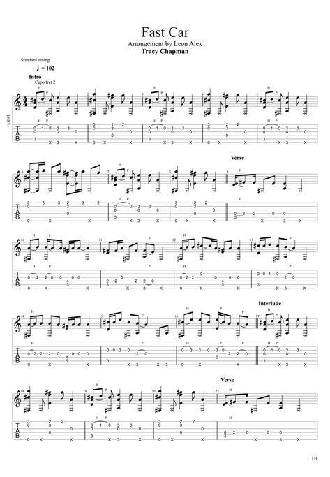 Fast Car Guitar Tab, Fast Car Guitar Chords, Tracy Chapman Fast Car, Guitar Tabs Acoustic, Guitar Classes, Guitar Licks, Tracy Chapman, Guitar Room, Fingerstyle Guitar