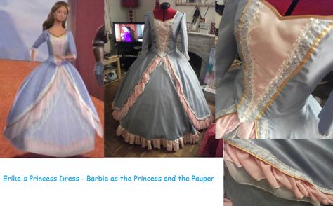 Erika's Dress Barbie Erika Dress, Quick Change Dress, Barbie Cosplay, Princess And The Pauper, Disney Inspired Fashion, Hoop Skirt, Barbie Movie, Casual Cosplay, Princesa Disney