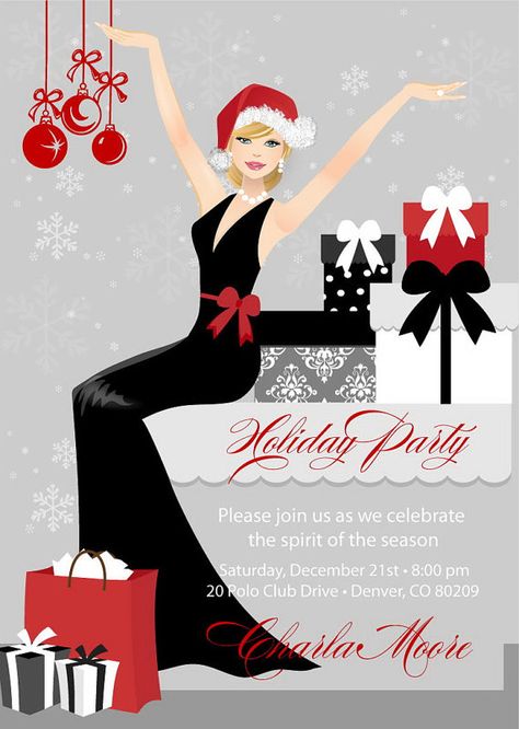 Elegant Christmas Party  Invitations  Digital by AnnounceItFavors, $15.00 Christmas Invitation Wording, Christmas Eve Party Invitations, Christmas Party Invitation Wording, Elegant Christmas Party Invitations, Ladies Christmas Party, Formal Christmas Party, Classy Christmas Party, Celebration Invitations, Elegant Christmas Party