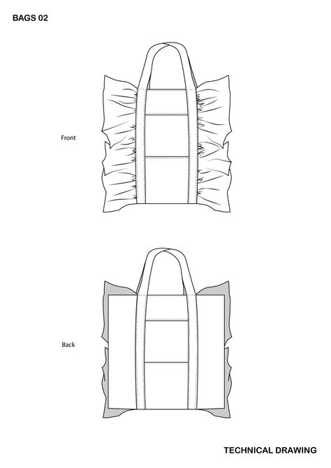 Ruffle Tote Bag Pattern, Ruffle Bag Pattern, Bag Technical Drawing, Tote Bag Drawing, Diy Bag Strap, Ruffle Bag, Peter Lee, Ruffles Bag, Sac Tote Bag