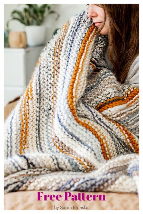 Knit Afghan Patterns Free, Knit Throw Blanket Pattern, Easy Blanket Knitting Patterns, Knit Afghan Patterns, Chunky Crochet Blanket Pattern, Knitting Patterns Free Blanket, Knit Rug, Stash Buster, Beginner Knitting Patterns