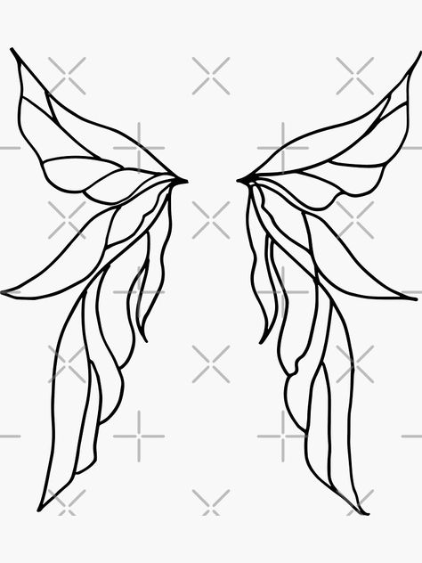 Fairy Wings Line Art, Fairy Wings Outline, Fairy Wings Design, Wings Sticker, Simple Tats, Halloween Fairy, Bleach Art, Cosplay Diy, Winter Formal