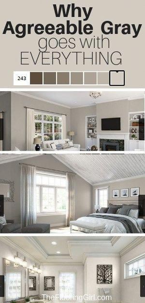 Agreeable Gray is the perfect greige paint and goes with everything.  Find out why.  @sherwinwilliams #agreeablegray #greige #gray #paint #color #homedecor #diy #livingroomideas Neutral Gray Paint, Perfect Greige, Blue Gray Paint Colors, Greige Paint Colors, Greige Paint, Blue Gray Paint, Agreeable Gray, Popular Paint Colors, Gray Walls