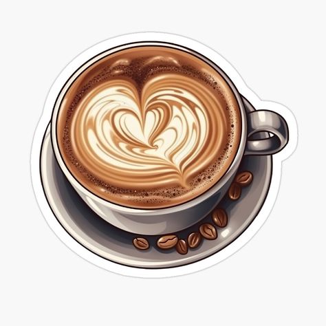 Get my art printed on awesome products. Support me at Redbubble #RBandME: https://www.redbubble.com/i/sticker/Heart-Latte-Illustration-by-lastgirlscout/144307884.EJUG5?asc=u Latte Art Illustration, Latte Illustration, Stickers Cafe, Cute Stickers Aesthetic, Cafe Stickers, Anchor Sticker, Sticker For Journal, Stickers Food, Sticker Heart