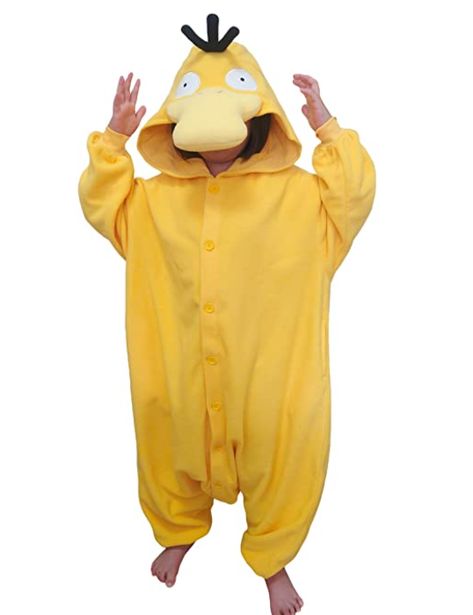 Confused Expression, Pokemon Kigurumi, Pajama Costume, Onesie Costumes, Yellow Feathers, Grass Type, Soft Yellow, One Piece Outfit, Versatile Outfits