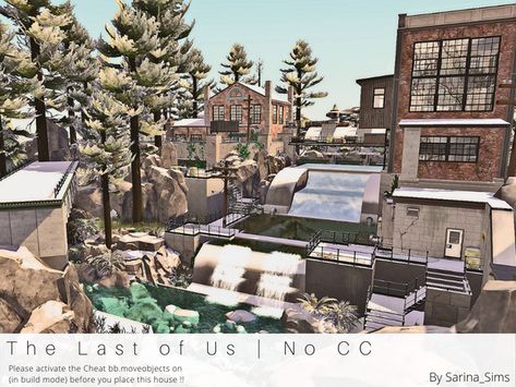 Sarina_Sims' The Last of Us - No CC Sims 4 The Last Of Us, Mermaid Restaurant, Cc The Sims 4, Abandoned Train Station, Hydroelectric Dam, Outside Pool, Island Villa, Abandoned Train, Jungle Adventure