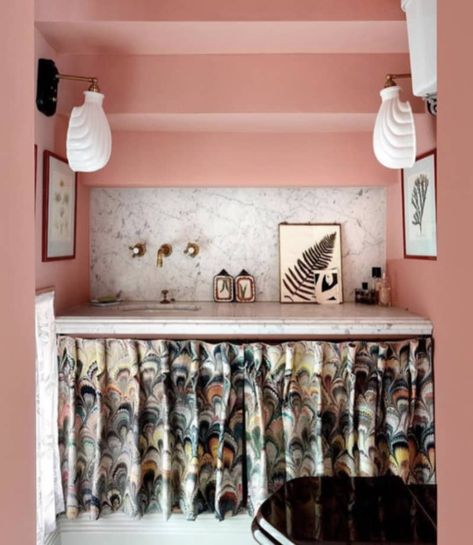 Sink Trends, Marbleized Paper, Beata Heuman, Sink Skirt, Wit And Delight, Emily Henderson, Big Design, Low Cabinet, Design Textile