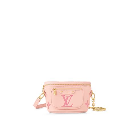 Part of the LV Gradient collection, the Mini Bumbag comes in Monogram Empreinte leather, whose embossed Monogram pattern is printed with a gradation of summery shades. This sophisticated interpretation of the on-trend bumbag format features a removable, adjustable strap for cross-body or shoulder carry, and a removable, gold-tone chain. The bag has a zipped main compartment and front pocket with a Louis Vuitton leather tag. Lv Favorite, Louis Vuitton Mini, Pink Monogram, Luxury Designer Handbags, Louis Vuitton Official, Brand Collection, Bags Purses, Small Leather Goods, Vuitton Handbags