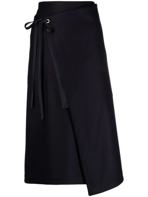 Jil Sander Womenswear, Asymetric Skirt, Wrap Skirt Black, Wool Wrap Skirt, High Waisted Skirt Outfit, Long Wool Skirt, Black Wrap Skirt, Black Wool Skirt, Wool Tie