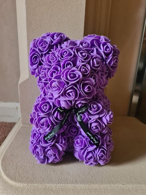 Rose Bears Ideas, Teddy Bear Roses, Rose Teddy Bear Flower, Flower Teddy Bear, Birthday Romantic, Teddy Bear Baby Shower Theme, Rose Bears, Purple Teddy Bear, Soap Roses