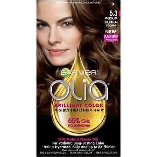 Olia Hair Color, Organic Hair Dye, Garnier Hair Color, Ammonia Free Hair Color, Garnier Olia, Medium Golden Brown, Professional Hair Color, Dyed Natural Hair, Beautiful Hair Color