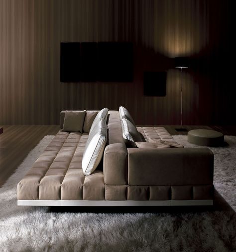 Insula leather sofa 264 x 198 Designer: Luca Scacchetti Sofa with solid wood frame, goose feathers padding and leather covering. Resource Furniture, Living Tv, Modul Sofa, Canapé Design, Sofa Shop, Dream Design, Furniture Inspiration, Sofas And Chairs, Modern Sofa