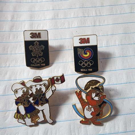 Vtg 3M Limited Edition 1988 Olympic Pins Summer Winter Seoul Calgary Lot Of 4 Summer Winter, Calgary, Olympia, Buttons Pinback, Limited Editions, Summer Fun, Seoul, Etsy Accessories, Accessory Gift